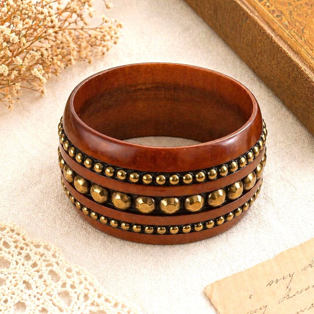 Bohemian Inspired Brass Accented Copper Colored Bangle Bracelet Small!